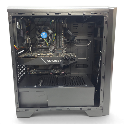 The Computer Market custom gaming PC with Intel i7-8700, ASUS GeForce RTX 2070, and 16GB RAM in a black mid-tower case.